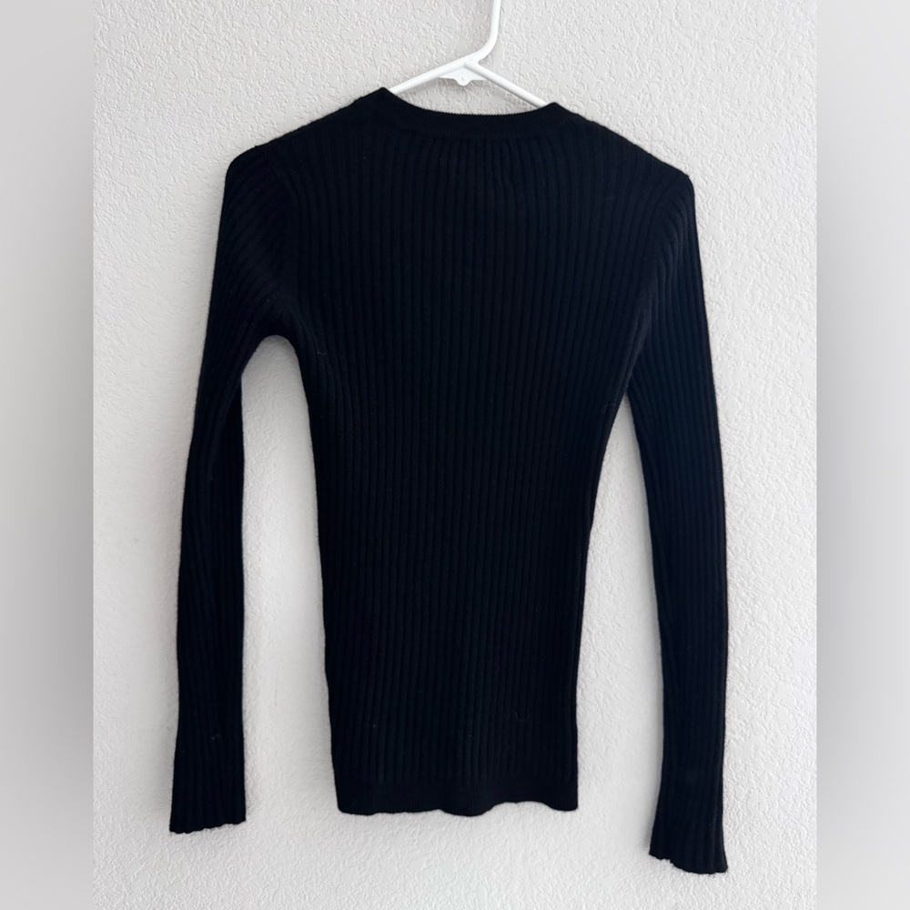 🇫🇷 Kujten Bibi 100% Cashmere black ribbed Knit long Sleeve Sweater pullover 2 - Picture 6 of 10